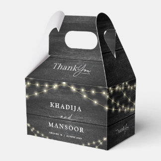 Ballotins Merci en bois rustique noir & blanc Mariage