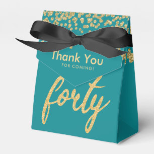 Ballotins Merci Gold Turquoise fête d'anniversaire "Quarant