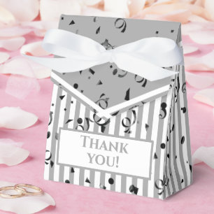 Ballotins Merci - Gris/Blanc simples rayures Motif