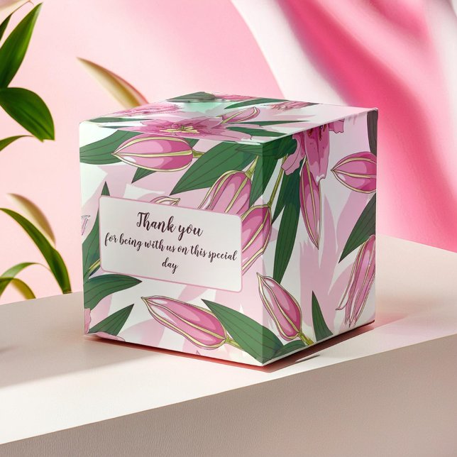 Ballotins Merci Lily Rose Blooming / Bienvenue (Pink Blooming Lily Thank you / Welcome Favor Boxes)