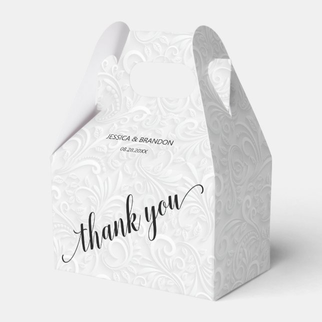 Ballotins Merci Mariage blanc chic en fibre (Verso)