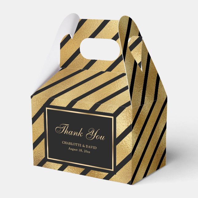 Ballotins Merci Mariage moderne Black et Gold Foil (Verso)