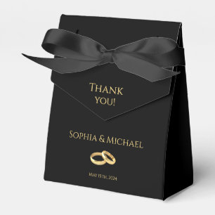 Ballotins Merci Mariage noir et or -