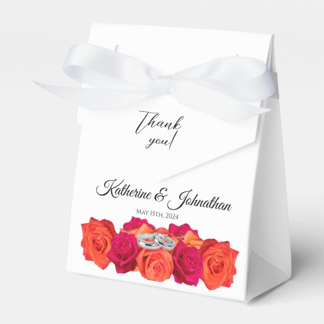 Ballotins Merci Mariage-Orange et Fleurs roses (Verso)