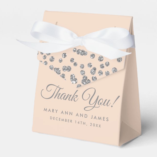 Ballotins Merci mariage Parties scintillant argent Confetti  (Verso)