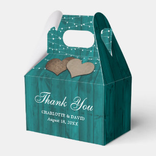 Ballotins Merci Mariage turquoise à chaîne de bois