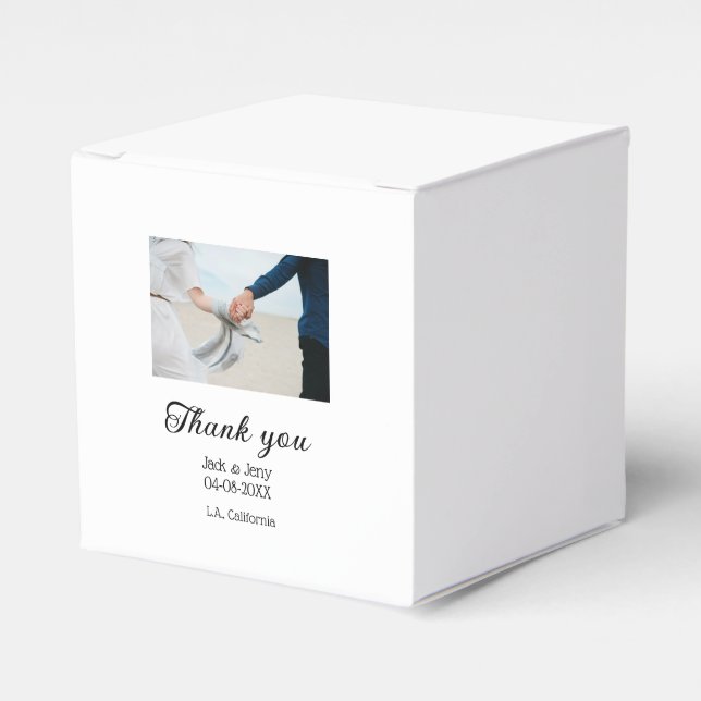 Ballotins Merci message de nom de couple de mariage moderne  (Verso)