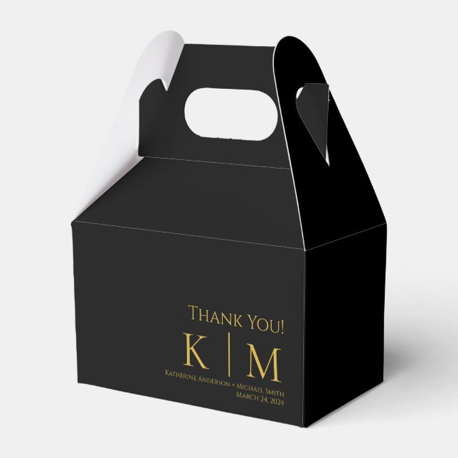 Ballotins Merci noir et or-Monogramme-Mariage- - (Verso)