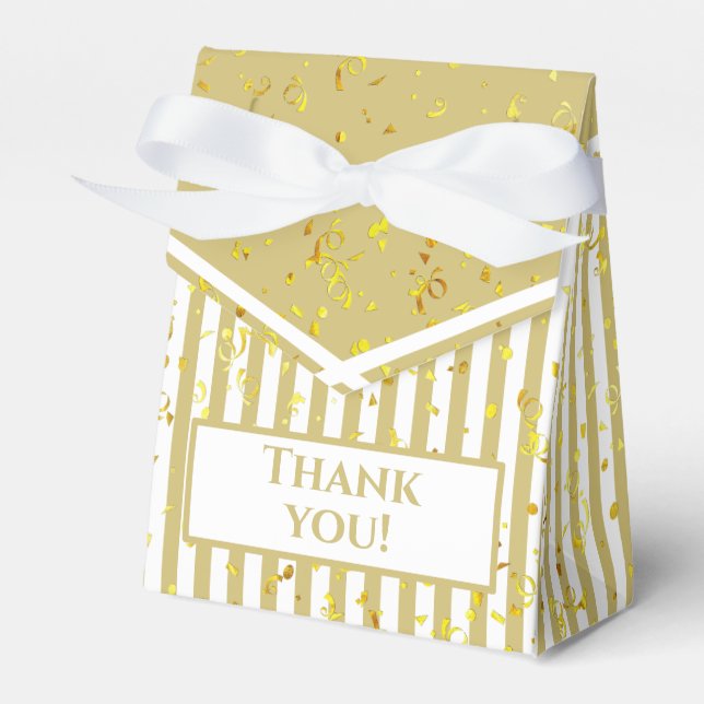 Ballotins Merci - Or/Blanc Simple Stripes Motif (Verso)