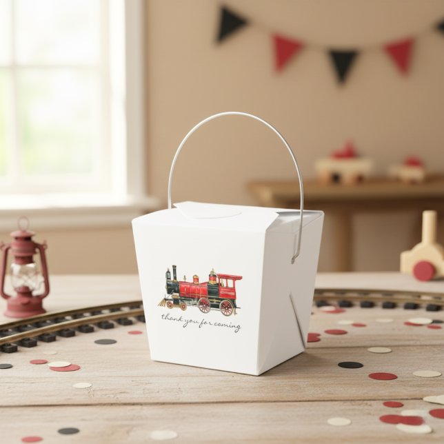 Ballotins Merci Pour Venir Train Rouge Sortir Ballotin (Thank You For Coming Red Train Take Out Favor Box)
