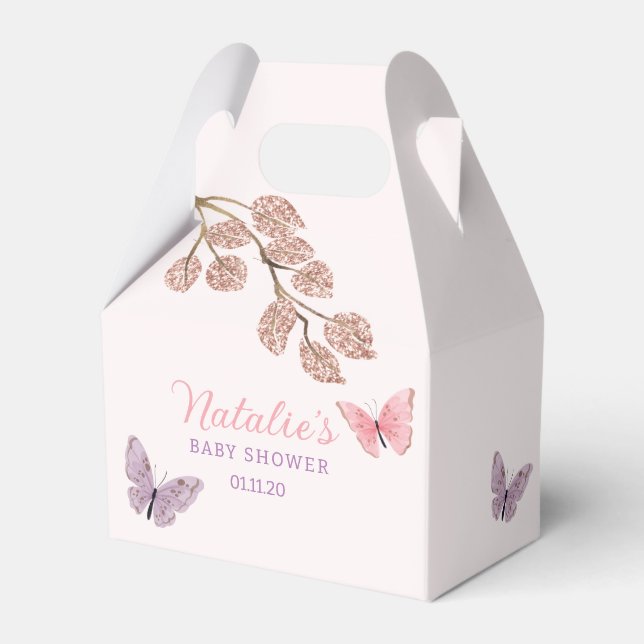 Ballotins Merci Rose or Floral Baby shower papillon (Verso)