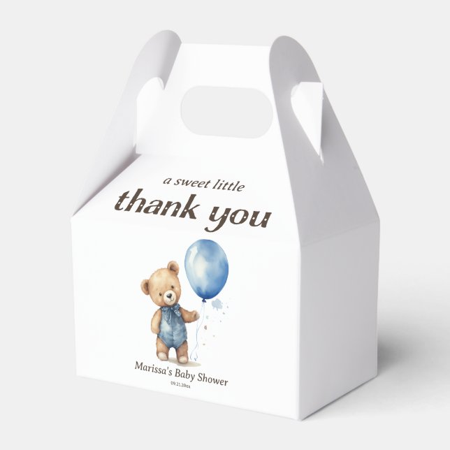 Ballotins Merci Teddy Bear Baby shower garçon (Verso)