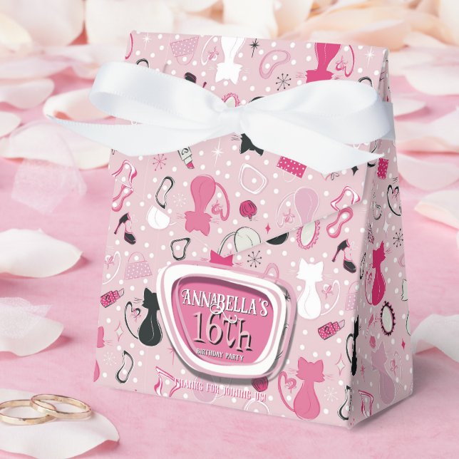 Ballotins Mid Century Pink Heart Cats Anniversaire (Mariage)