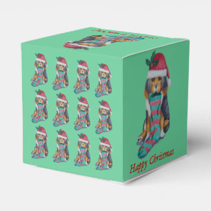 Ballotins mignon chiot noir et brun à l'air festif