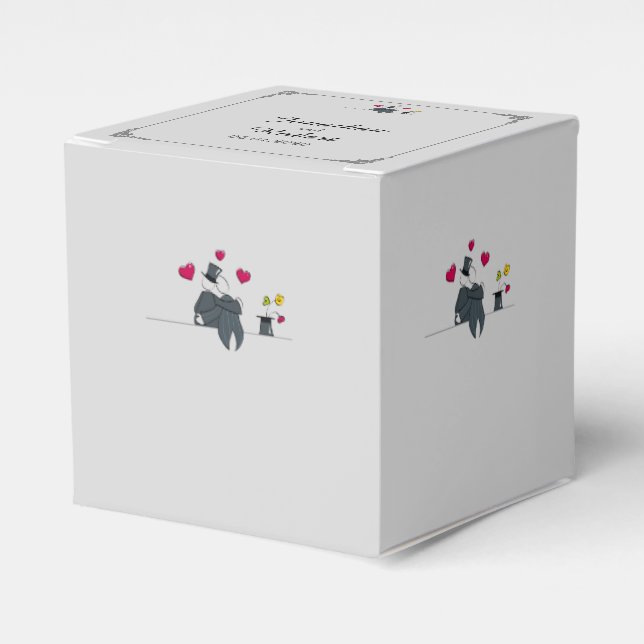 Ballotins Mignonne Deux Pièces Cartoon Gay Mariage Favor Box (Verso)