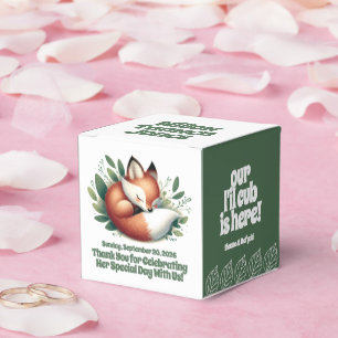 Ballotins Mignonne Fox dormir en Baby shower Feuille