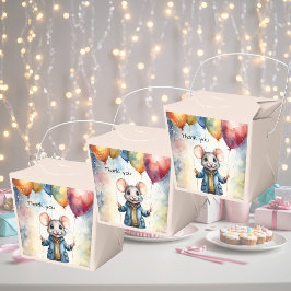 Ballotins Mignonne souris avec ballons colorés, personnalisé