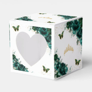 Ballotins Mini Quinceanera Florale Verte Émeraude pour Sweet
