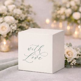 Ballotins Minimal Sage Green Wedding Favor Box with Love