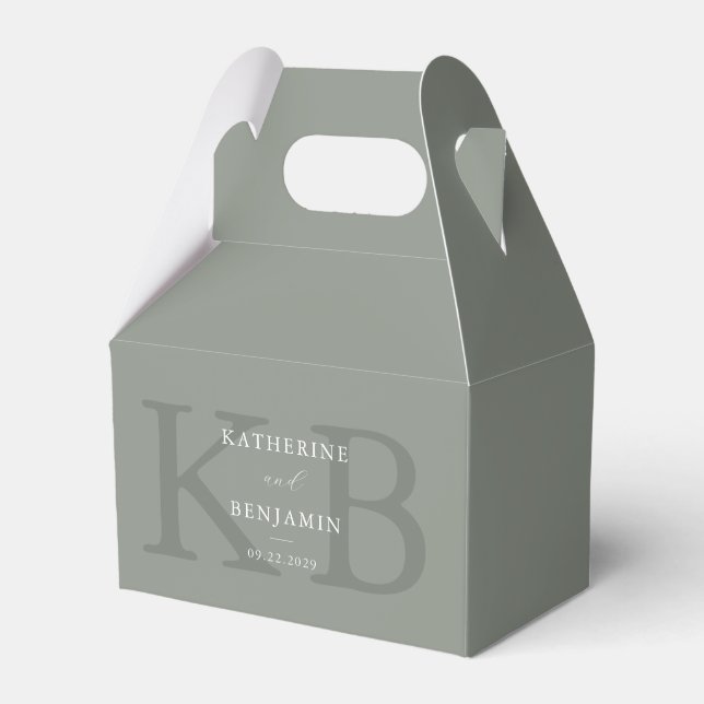 Ballotins Minimalist Sage Green Monogram Modern Wedding (Verso)