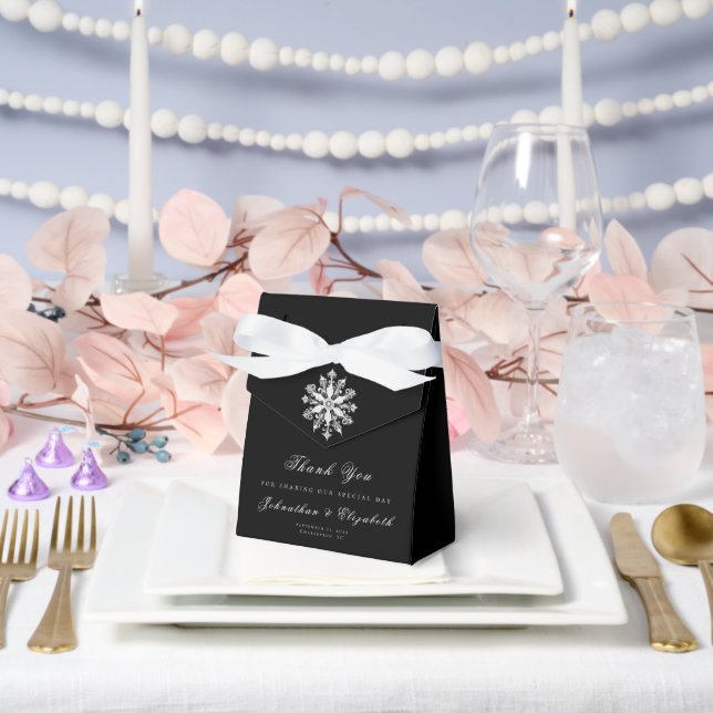 Ballotins Minimalist Snowflake Wedding | Black (Mariage)