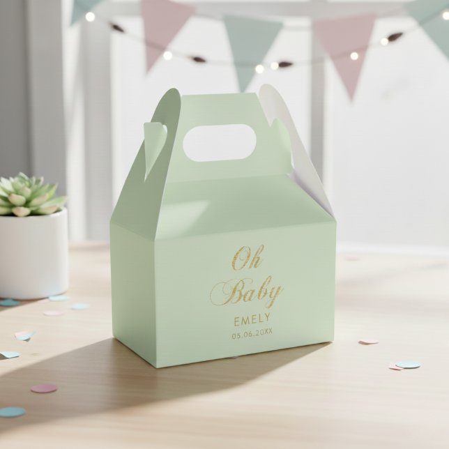 Ballotins Mint Green Gable Favor Box Personalized for Baby  (Créateur téléchargé)