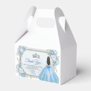 Ballotins Mis Quince Bleu Floral Argent Couronne Quinceañera