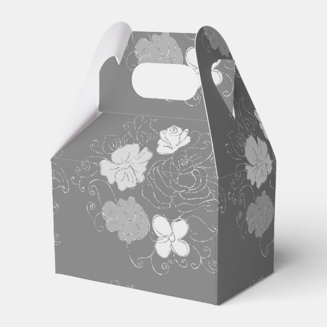 Ballotins Modèle floral gris et blanc moderne (Verso)