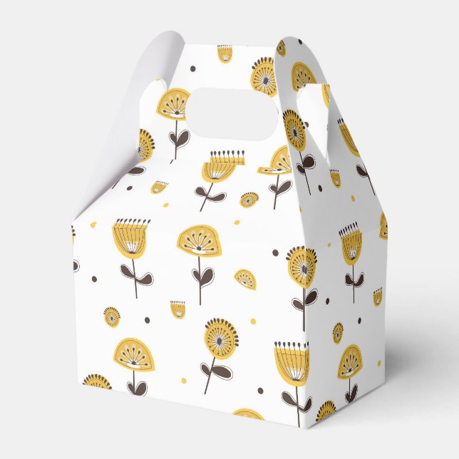 Ballotins Modèle Floral Jaune Moderne Du Milieu Du Siècle (Verso)