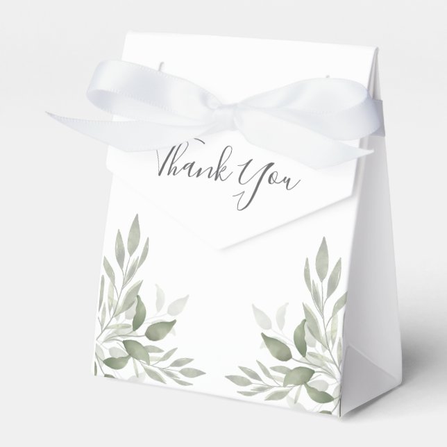 Ballotins Modern Sage Greenery Botanical Wedding Favor Box (Verso)