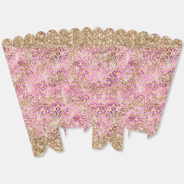 Ballotins Moderne Fleur Glitter Or Rose Violet Abstrait (Déplié)