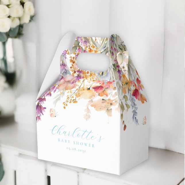 Ballotins Moderne, fleur sauvage, Baby shower (Modern, wildflower, Baby Shower box with your name and date.)