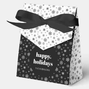 Ballotins Moderne Happy Holiday Black White Snowflake Motif