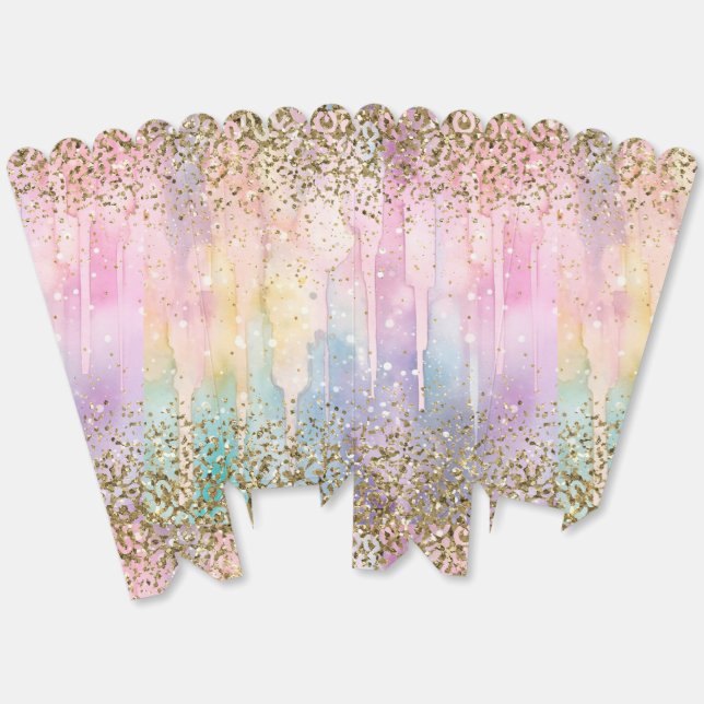 Ballotins Moderne Paillettes Dorées Chic Aquarelle Arc-en-ci (Déplié)