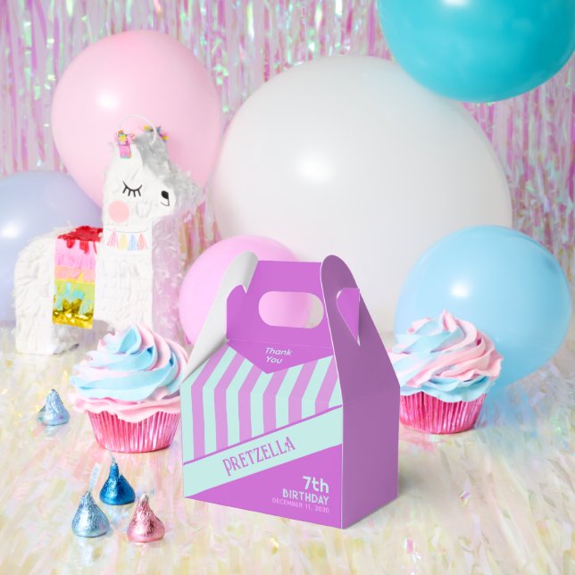 Ballotins Moderne Pastel Turquoise Pink Stripes Ballotin Gab (Fête)