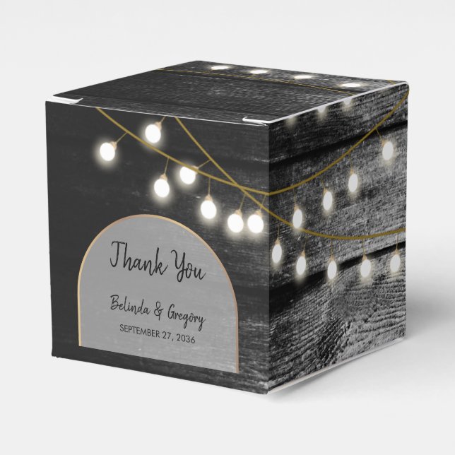 Ballotins Moderne Rustique Noir Bois Lumière Arc Mariage (Verso)