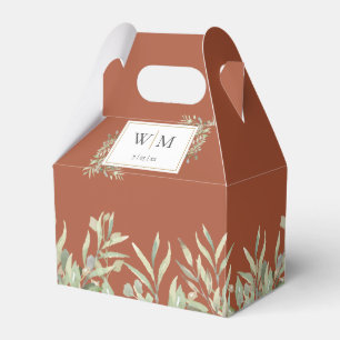 Ballotins Monogram Green Foliage Terracotta Mariage
