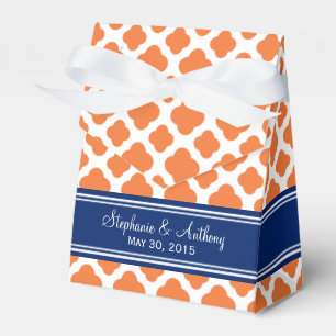 Ballotins Monogram Orange et Royal Blue Quatrefoil Mariage