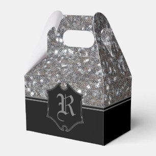 Ballotins Monogramme Argent Sparkle Faux Parties scintillant