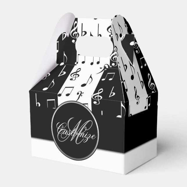 Ballotins Monogramme Black & White Musical Stripes Gable Box (Verso)