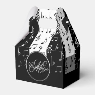 Ballotins Monogramme Black & White Musical Stripes Gable Box