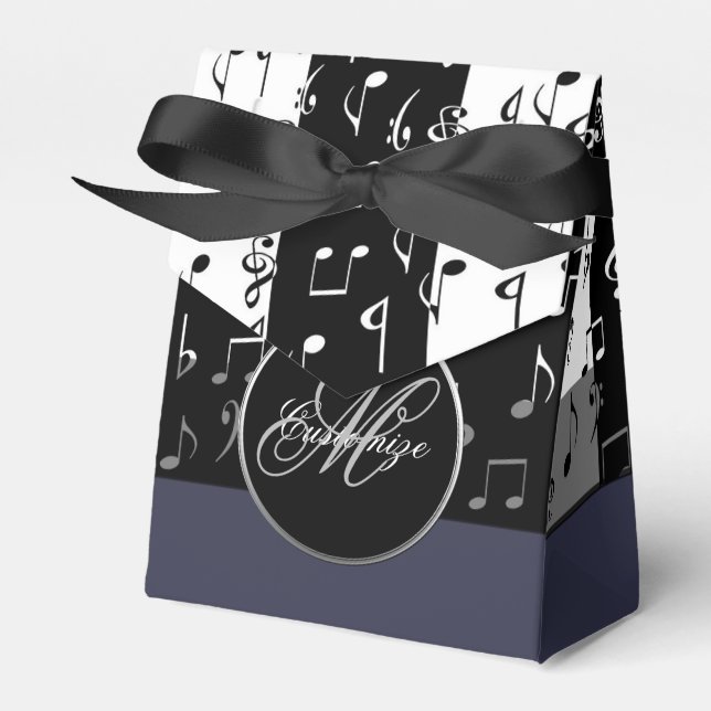 Ballotins Monogramme Black & White Musical Stripes Tente Box (Verso)
