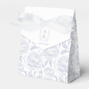 Ballotins Monogramme bleu Dusty Crest Chinoiserie Peonies