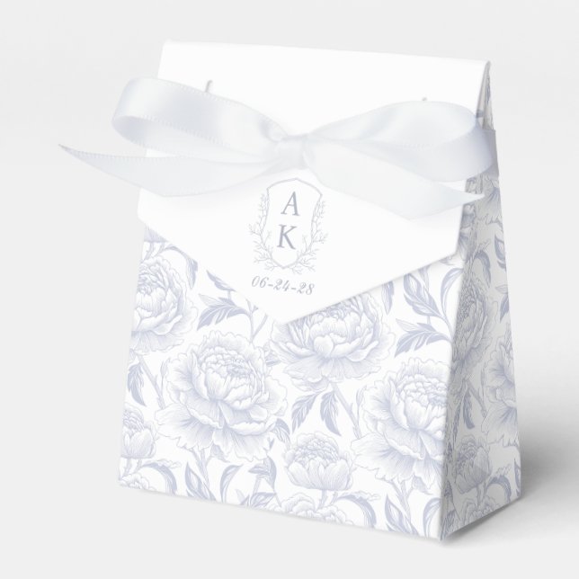 Ballotins Monogramme bleu Dusty Crest Chinoiserie Peonies (Verso)