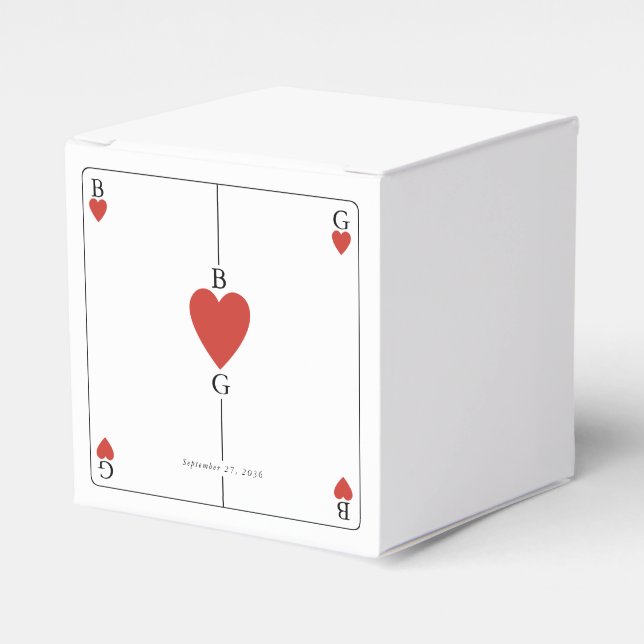 Ballotins Monogramme Coeurs de jeu Mariage de carte (Verso)