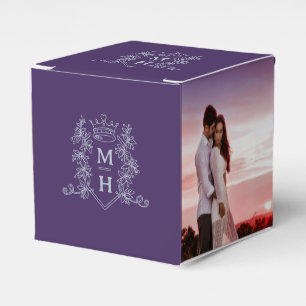 Ballotins Monogramme couronne violet argent gris mariage pho