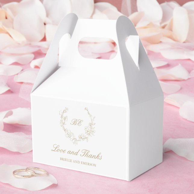 Ballotins Monogramme de couronne d'or Mariage élégant (Mariage)