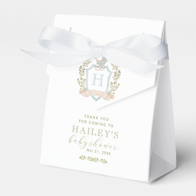 Ballotins Monogramme de la crête de bébé | Baby shower bleu (Verso)