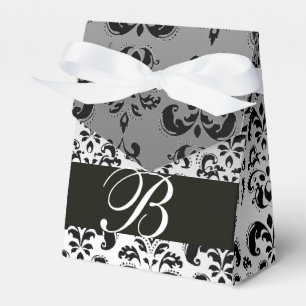 Ballotins MONOGRAMME DE MARIAGE DAMASSÉ BLANC NOIR Élégant
