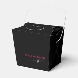 Ballotins Monogramme de nom de script simple rose chaud noir